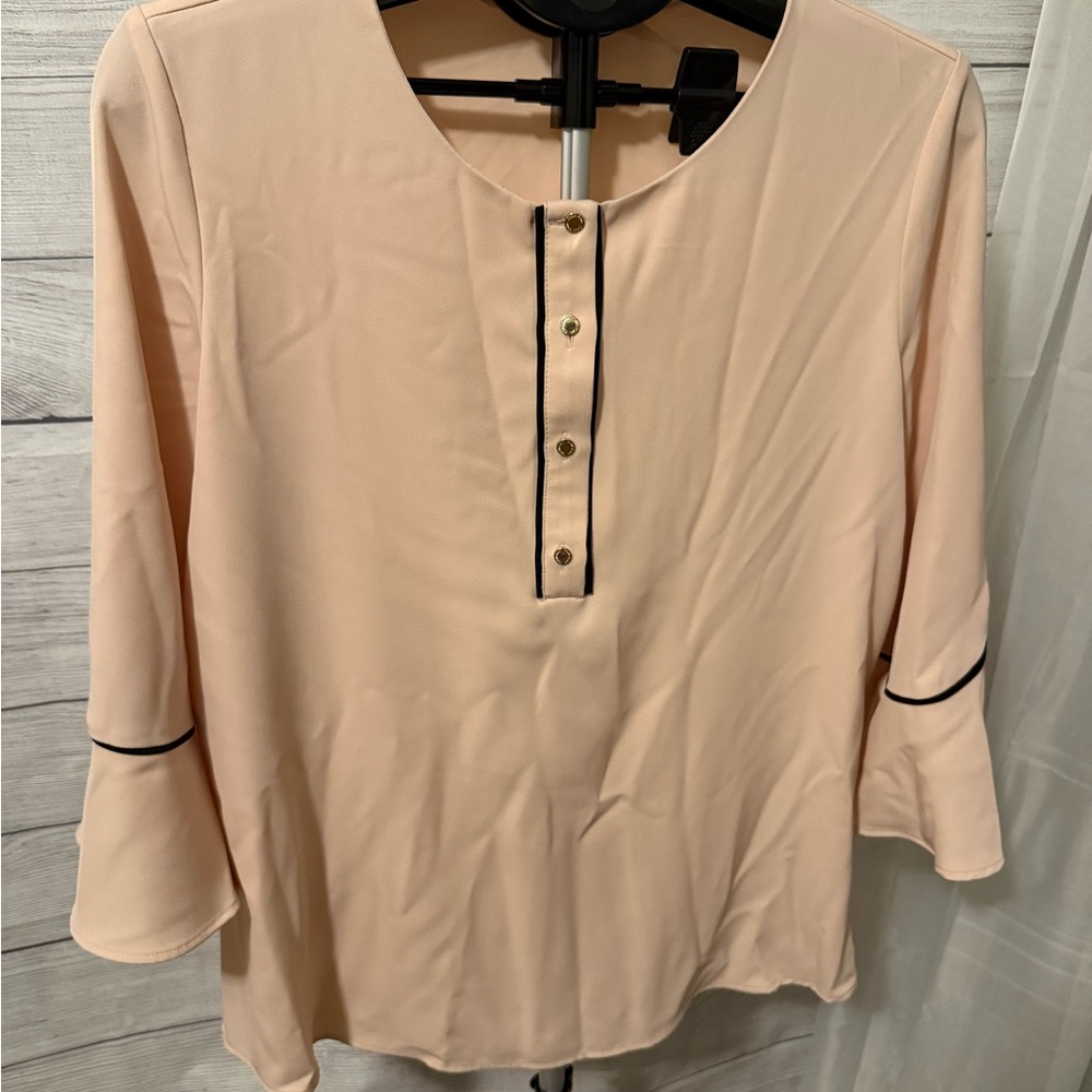 Calvin Klein Cream Blouse with Black Accents